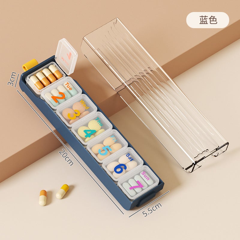 صندوق الأدوية المحمول لثلاث وجبات في اليوم صندوق تعبئة الأدوية المحمولة صندوق تذكير الأدوية لسبعة أيام في الأسبوع موزع الأدوية بسعة كبيرة - Image 1